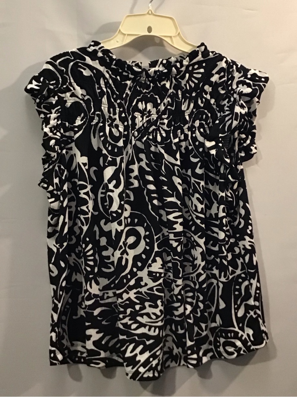 234 Fred David Black & White Printed Short Sleeve Blouse